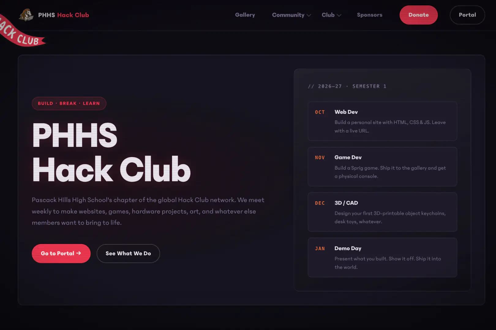 Image of Official website for Pascack Hills High School Hack Club, built with Next.js and TypeScript